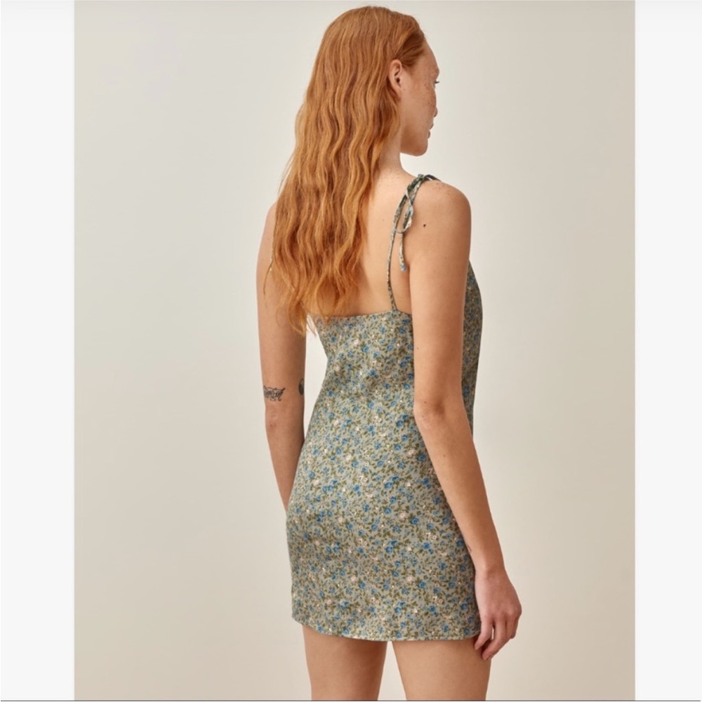 Reformation Chandler Floral Mini Dress Small
Green Blue Sage Sexy Short Bow 2 4 - Picture 5 of 17